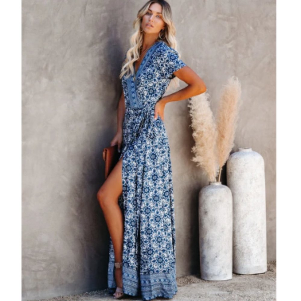 GIBLA Floral Wrap Maxi Dress